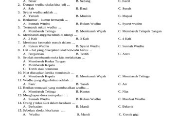 Soal Fiqih Wudhu Kelas 1 MI 2023 PDF