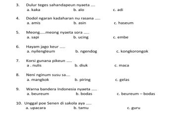 Asah Kamampuan Basa Sunda Ti Ayeuna Contoh Soal Ulangan Basa Sunda