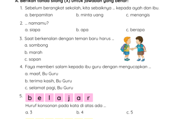 Mengasah Pemahaman Dini Contoh Soal Ulangan Tematik Kelas 1 SD Tema 2