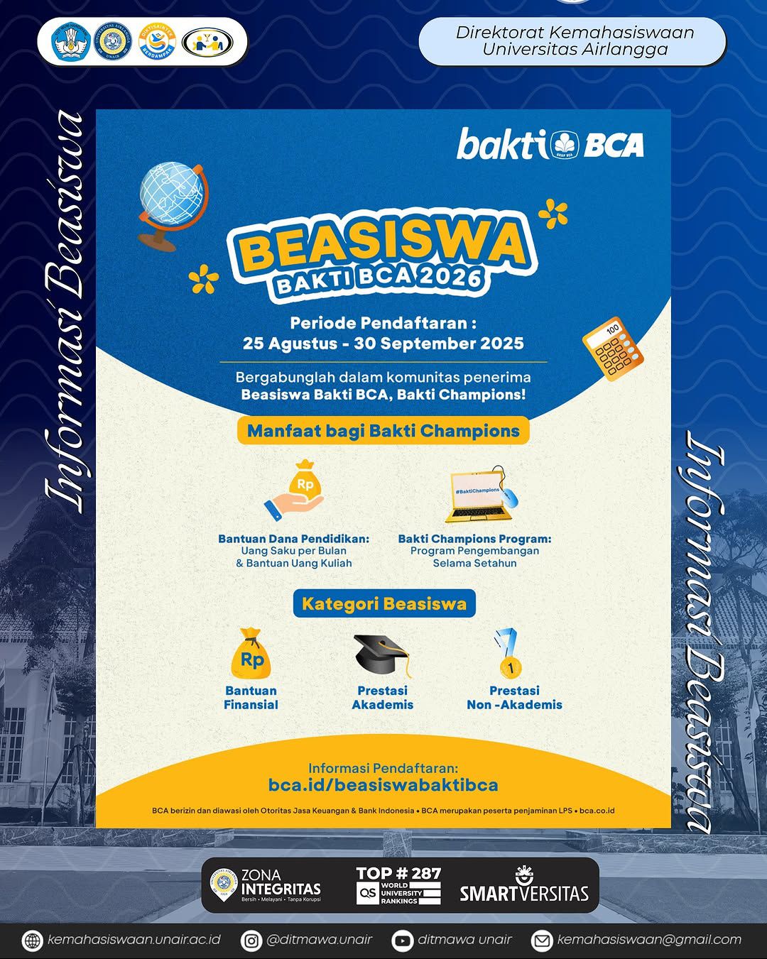 INFORMASI BEASISWA BAKTI BCA TAHUN 2026 - FIKKIA INFORMASI BEASISWA BAKTI BCA TAHUN 2026 - FIKKIA