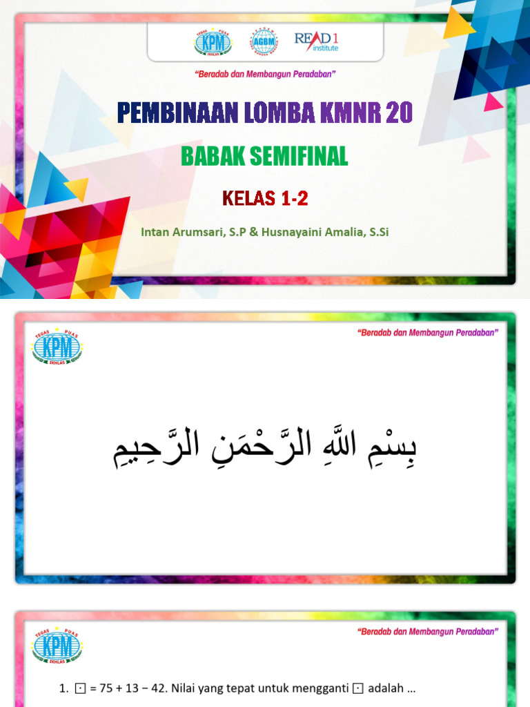 Soal Semifinal Lomba KMNR 2024 Kelas 1-2 PDF