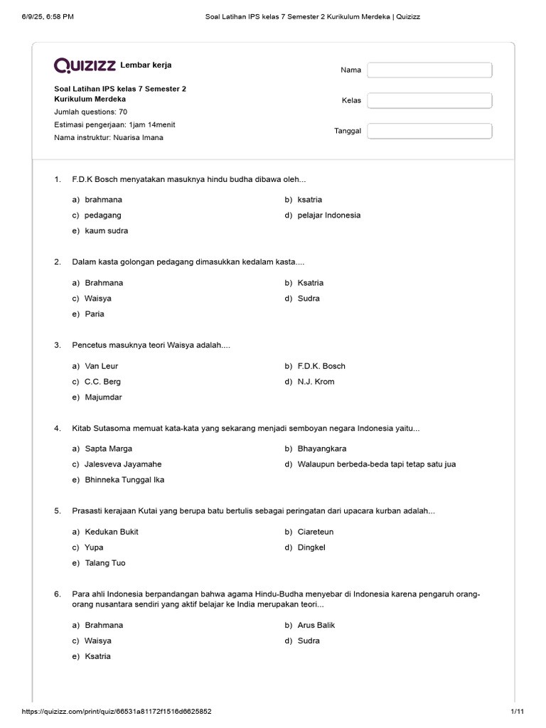 Soal IPS Kelas 7 Semester 2 PDF Soal IPS Kelas 7 Semester 2 PDF