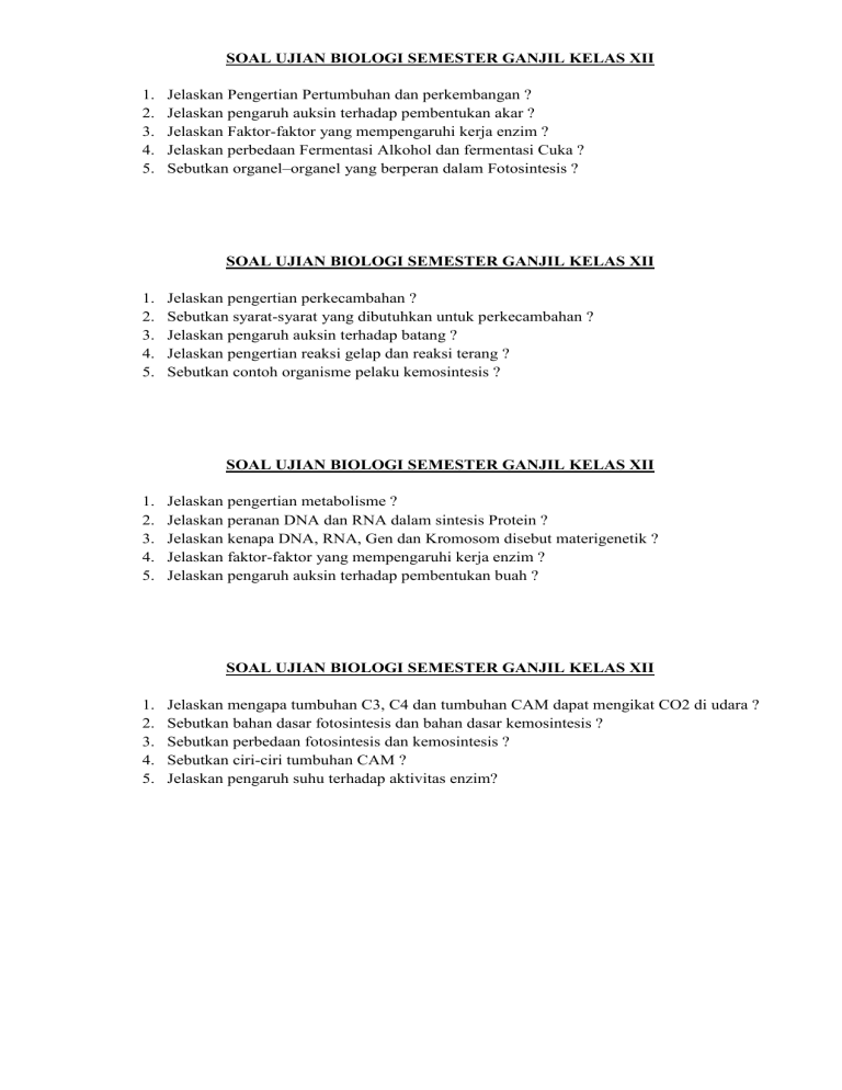 7 Rahasia Contoh Soal Ujian Biologi Kelas XII Semester 1 yang Wajib Tahu Sebelum Ujian