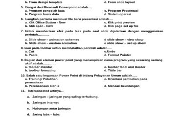 Ujian TIK Kelas 9 Soal PowerPoint dan Jaringan PDF