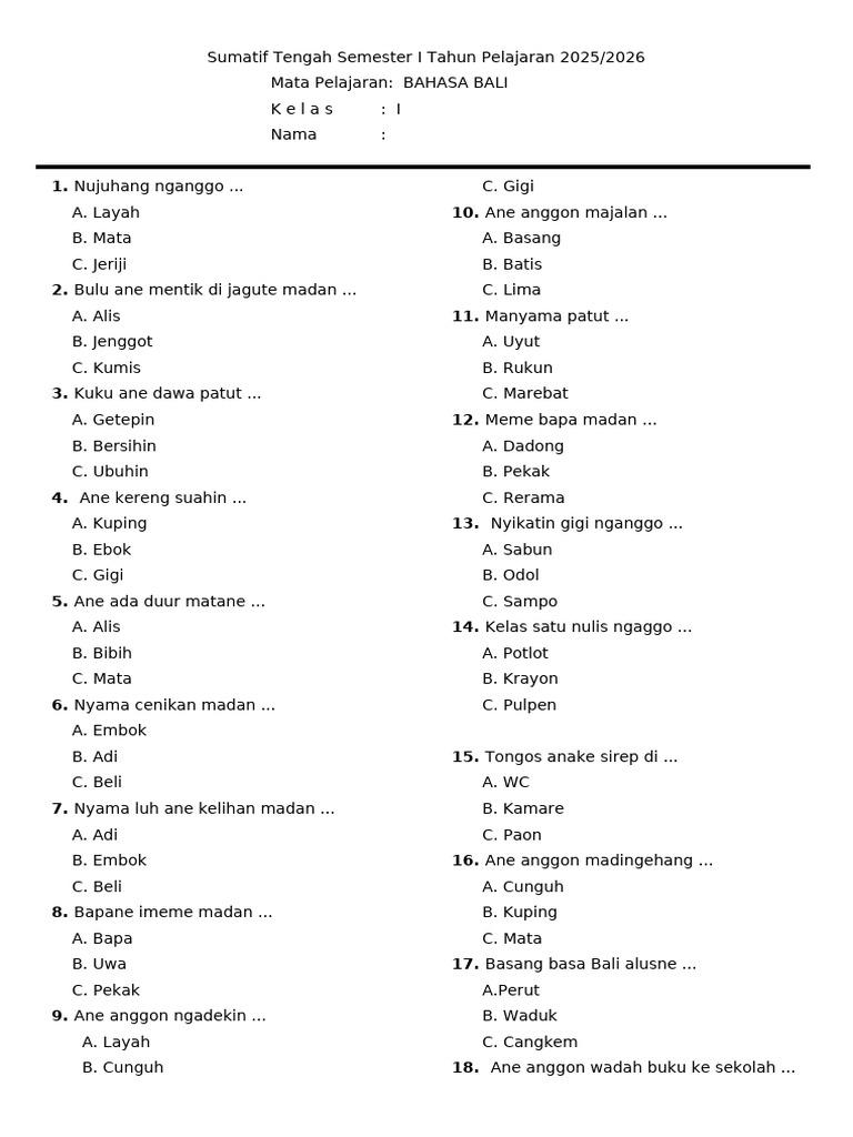7 Rahasia Menguasai Soal Bahasa Bali Kelas 1 Semester 2 Agar Nilai Anak Pasti Bagus 7 Rahasia Menguasai Soal Bahasa Bali Kelas 1 Semester 2 Agar Nilai Anak Pasti Bagus