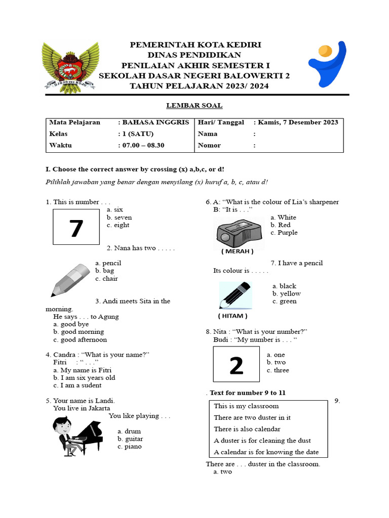 7 Tips Menguasai Contoh Soal Ujian Bahasa Inggris Pas Semester 1 Kelas 1 Agar Lulus