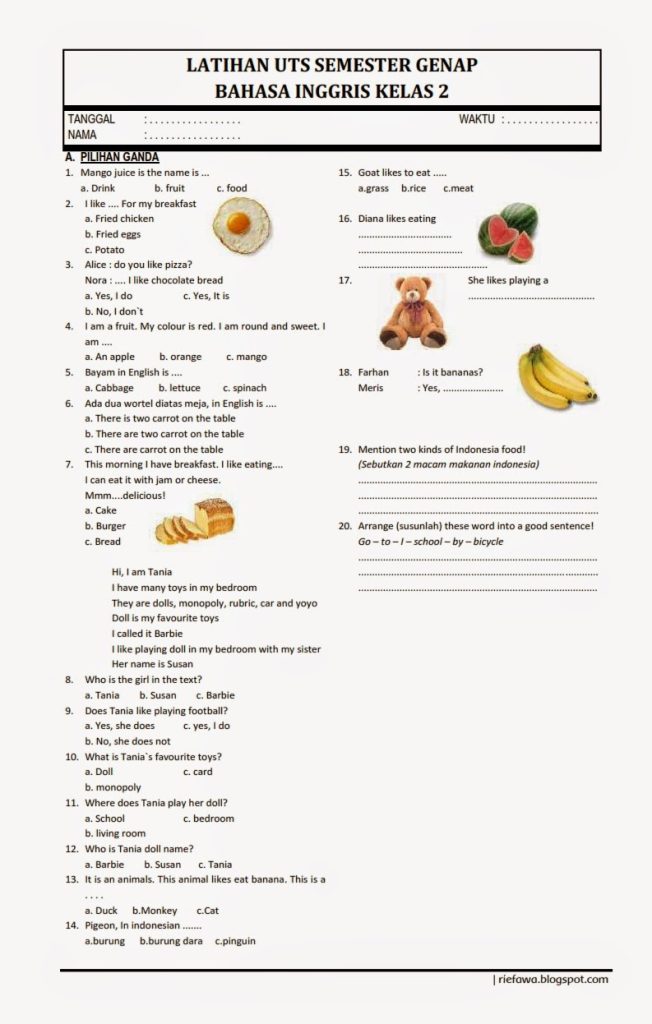 Akhirnya Ditemukan! 3 Soal Bahasa Inggris Kelas 2 SD Semester 2 Pdf untuk Hobi