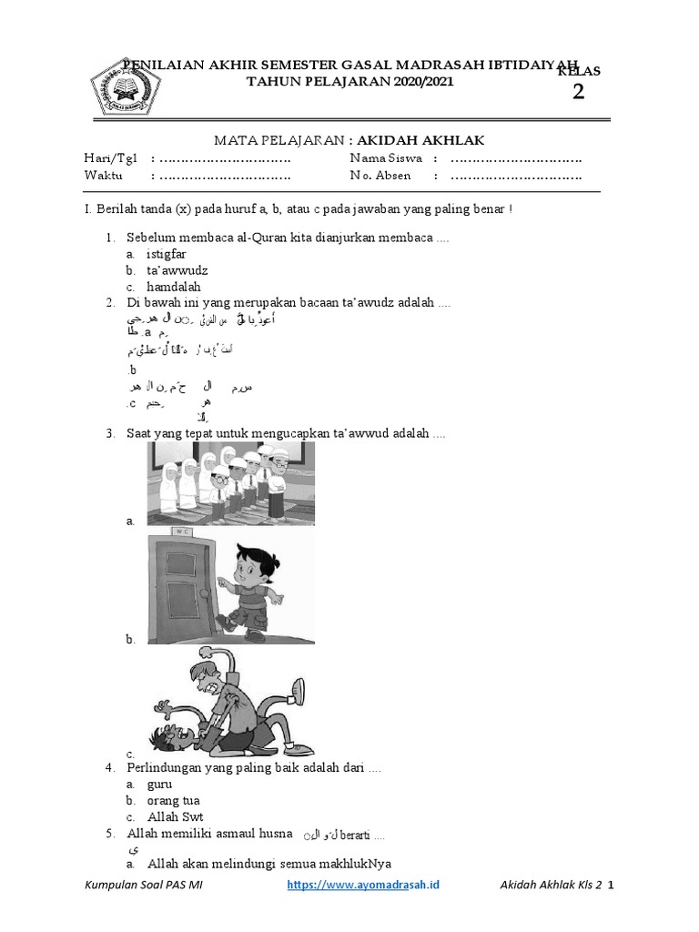 Bocoran Soal Akidah Akhlak Kelas 2 Semester 1 MI yang Wajib Kamu Pelajari Sekarang
