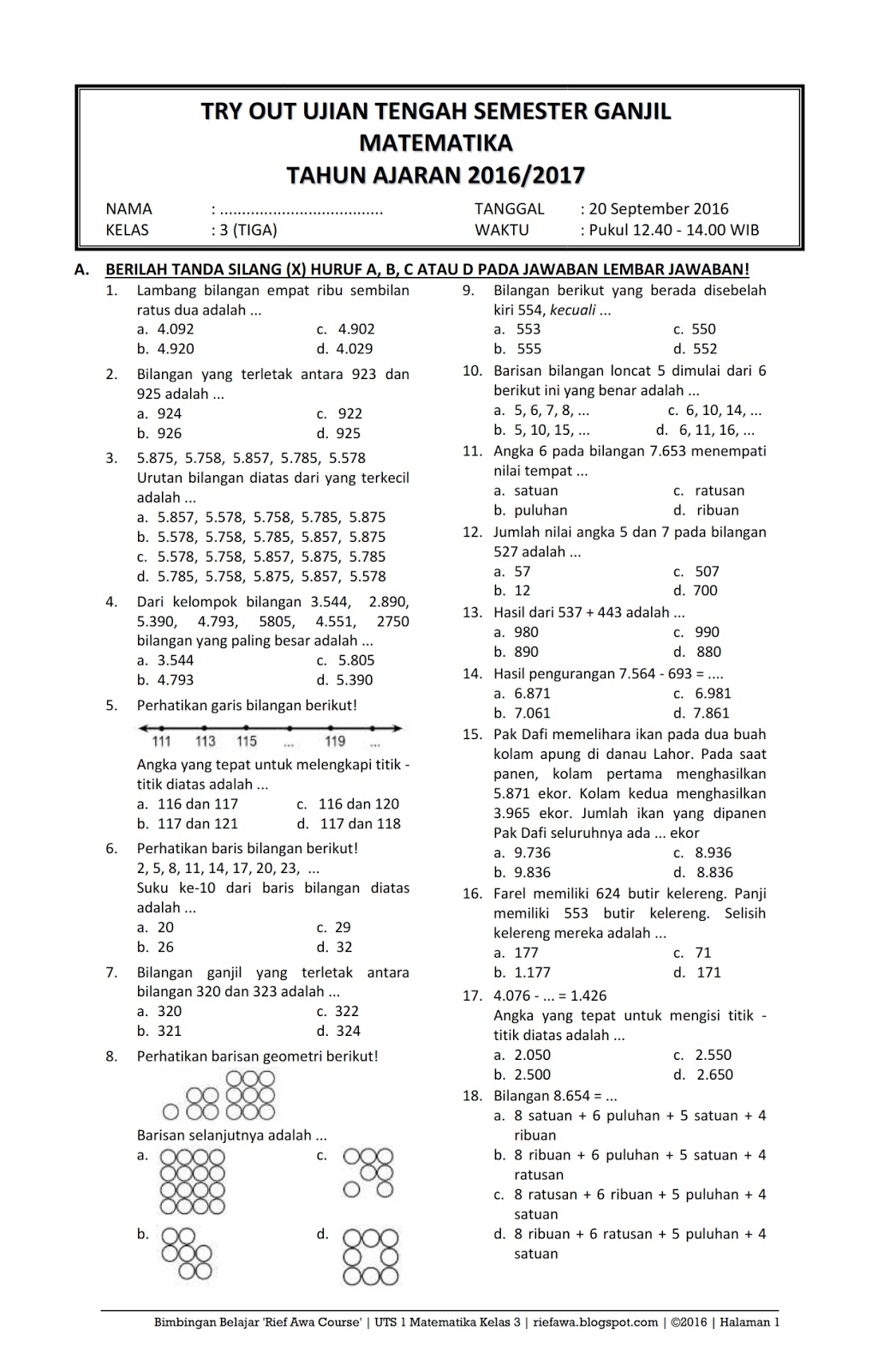 Rahasia Cepat Pintar dengan Latihan Soal Matematika Kelas 3 SD Semester 1 Kurikulum 2013 Rahasia Cepat Pintar dengan Latihan Soal Matematika Kelas 3 SD Semester 1 Kurikulum 2013