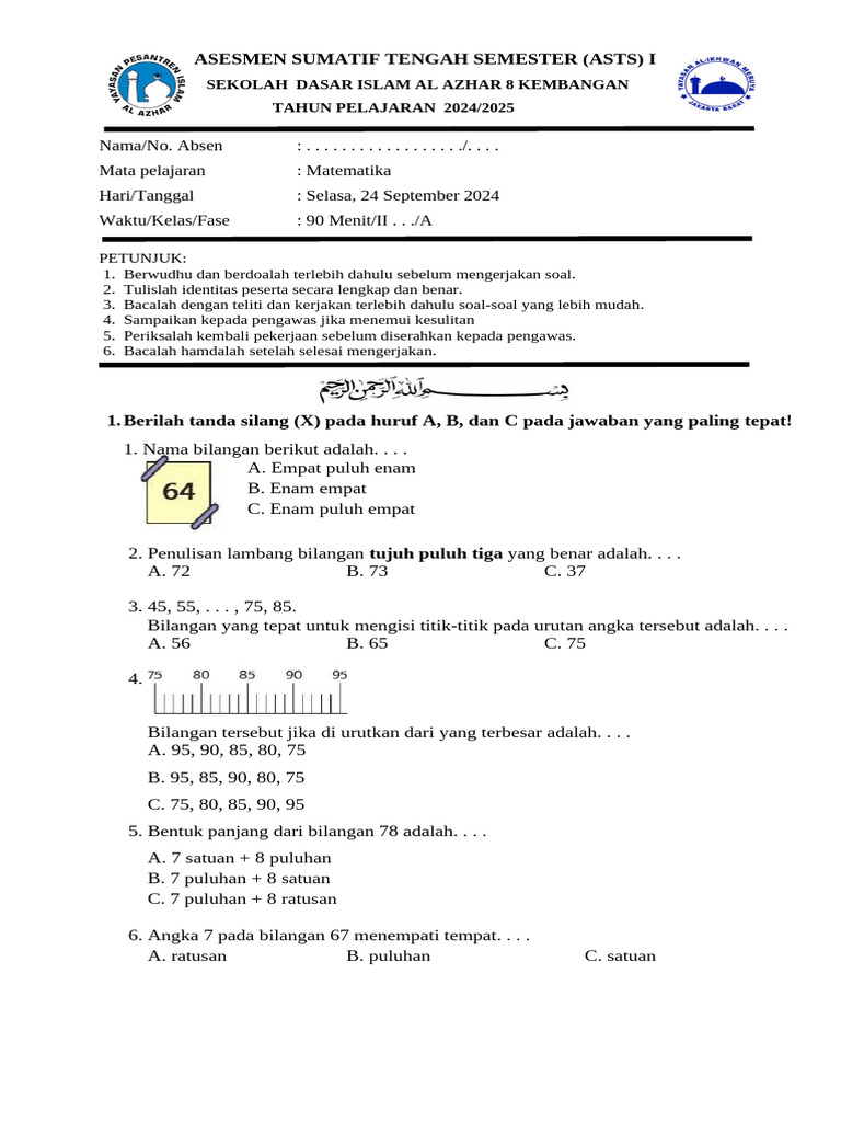 Rahasia Pintar Matematika: Latihan Soal Matematika Kelas 2 SD Semester 1 Kurikulum 2013