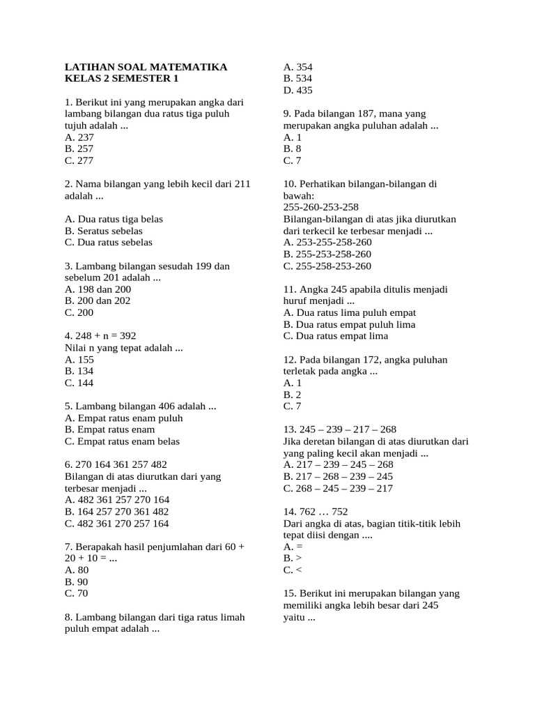 Rahasia Skor Sempurna Latihan Soal Matematika Kelas 2 SMP Semester 1 dan 2 Terbaru