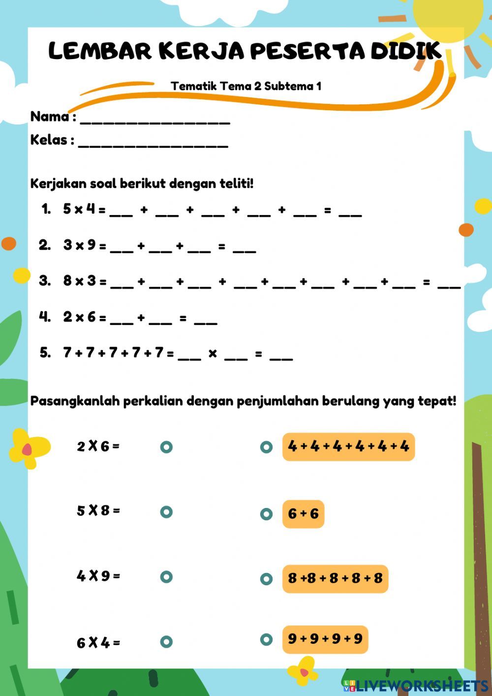 Perkalian Dasar Kelas II worksheet Kids math worksheets Easy math Perkalian Dasar Kelas II worksheet Kids math worksheets Easy math