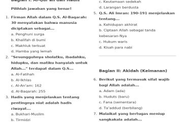 Soal PAI Kelas 10 Semester 2 PDF