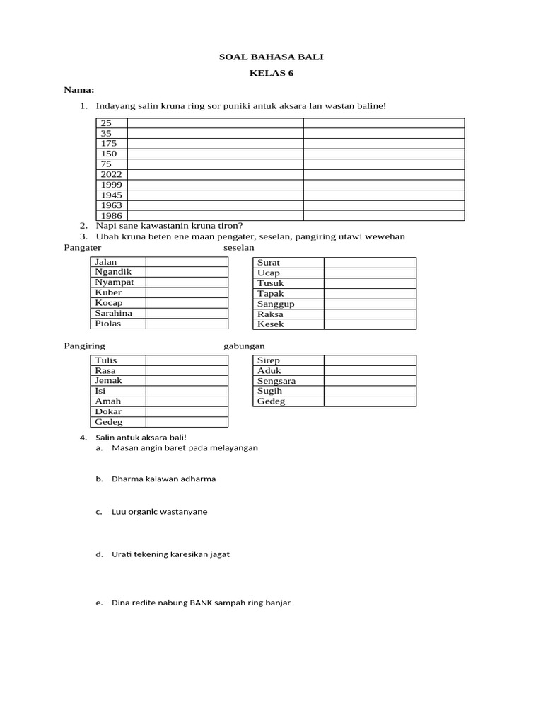 Wajib Tahu Bocoran Soal Bahasa Bali Kelas 7 UAS Semester 1 Agar Nilai Langsung Melejit Wajib Tahu Bocoran Soal Bahasa Bali Kelas 7 UAS Semester 1 Agar Nilai Langsung Melejit