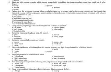 Soal Prakarya Kelas 10 Semester 1 PDF