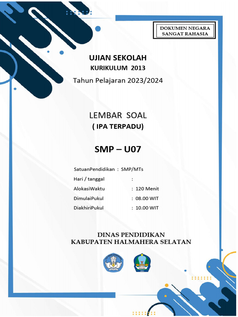 Ujian Sekolah SMP Kurikulum 2013 PDF