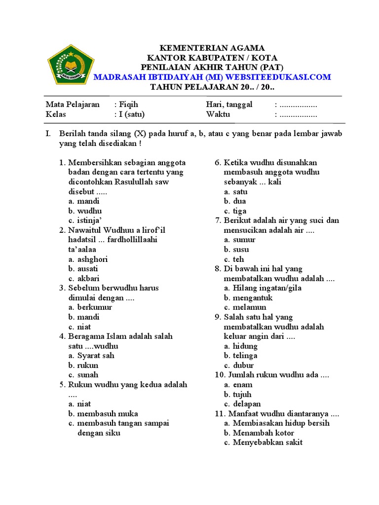 7 Contoh Soal Hikmah Manfaat Wudhu Fiqih Kelas 1 yang Wajib Diketahui Sebelum Terlambat 7 Contoh Soal Hikmah Manfaat Wudhu Fiqih Kelas 1 yang Wajib Diketahui Sebelum Terlambat