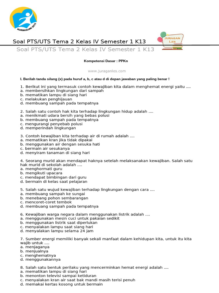 Ternyata Ini Rahasia Kisi-Kisi PTS Soal K13 Kelas 4 Semester 1 Revisi 2018 yang Wajib Dikuasai Sebelum Ujian